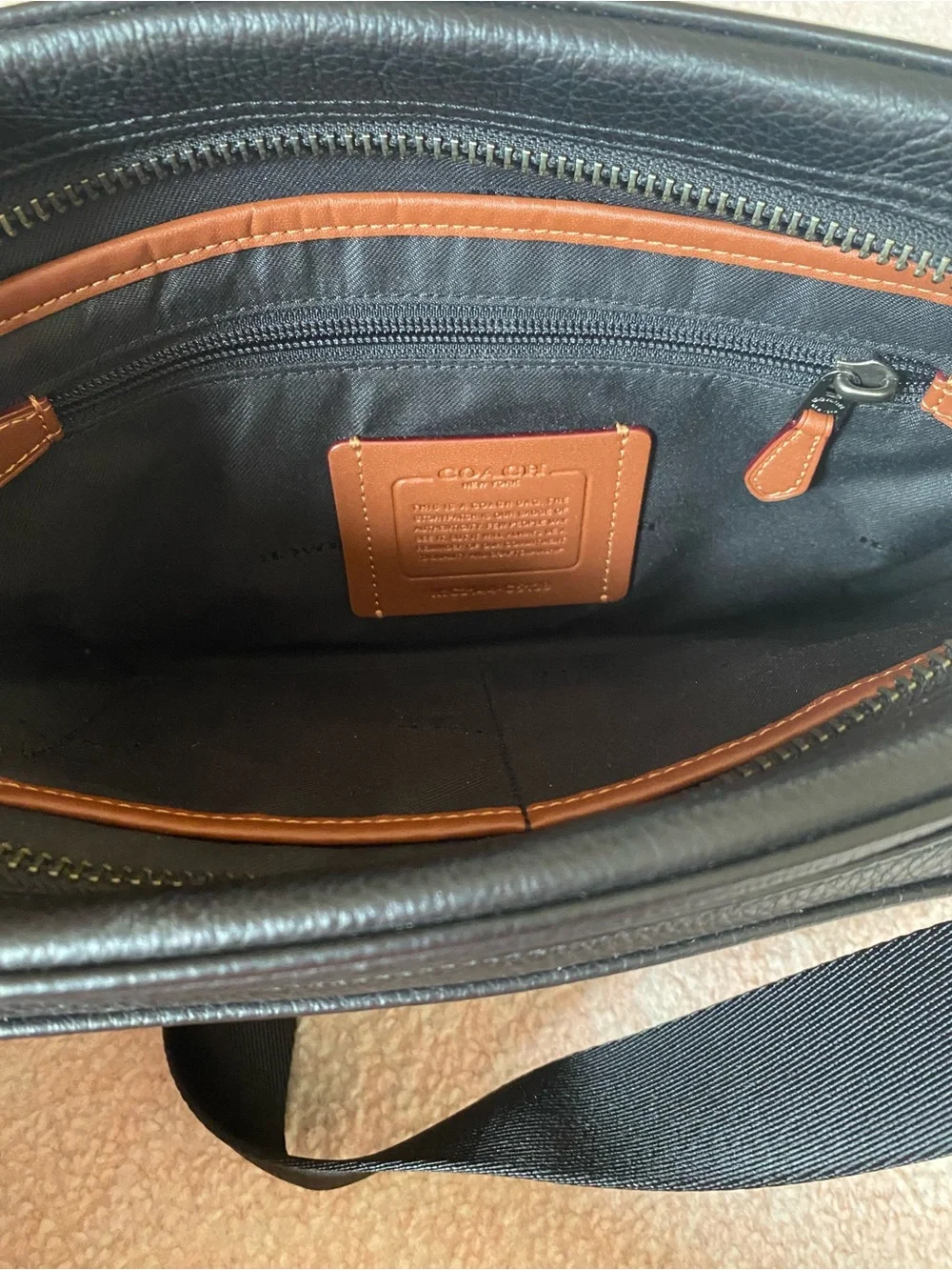 Coach Women’s Black Leather Crossbody Bag - Sleek Everyday Carry